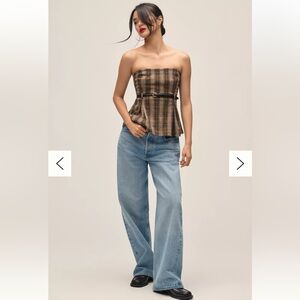 Maeve Belted Strapless Tube Top-Plaid
